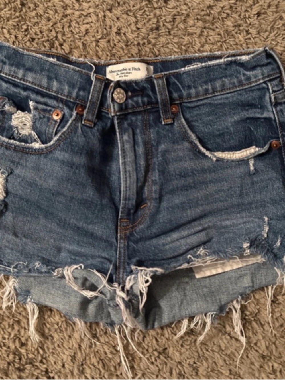 Abercrombie & Fitch Blue Distressed Cutoff Jean Shorts